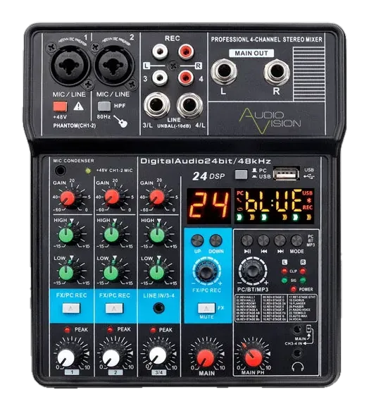 Микшерный пульт 4-канальный AudioVision MX-4P